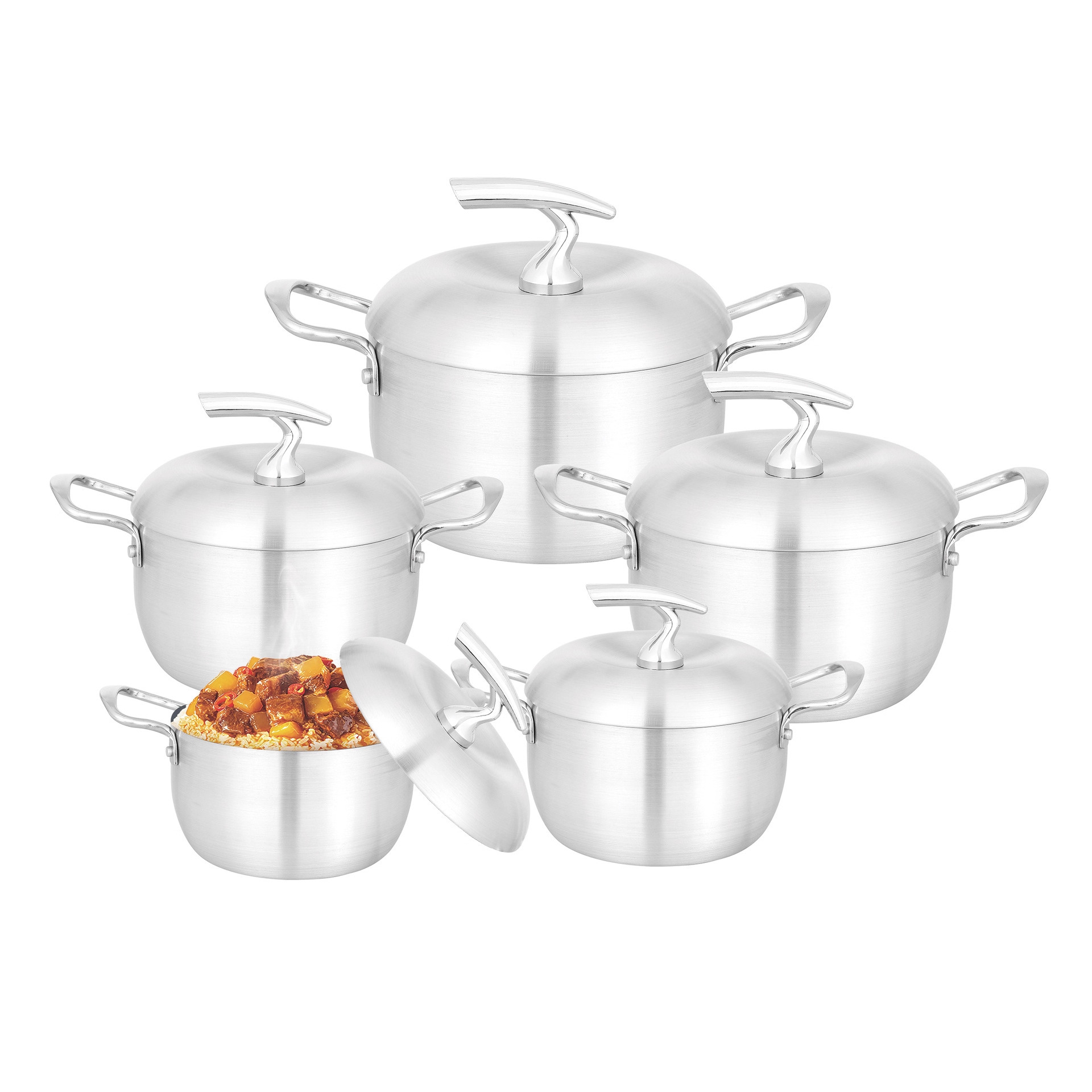 New Products Set Aluminum Pot Apple Five-Piece Set Middle East and Africa Popular Soup Pot Set 16/18/