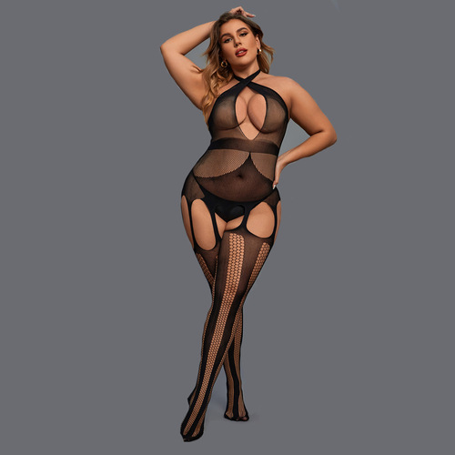 Cross-border sexy sexy one-piece see-through underwear plus size foreign trade net clothing new one-piece pantyhose sexy nightgown