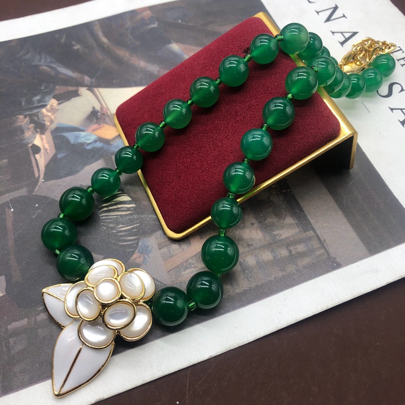 Geometric Pattern Women's Gender Wholesale Jewelry Basic Retro Classic Style Geometric Alloy Artificial Pearls Agate Plating Inlay Earrings Necklace
