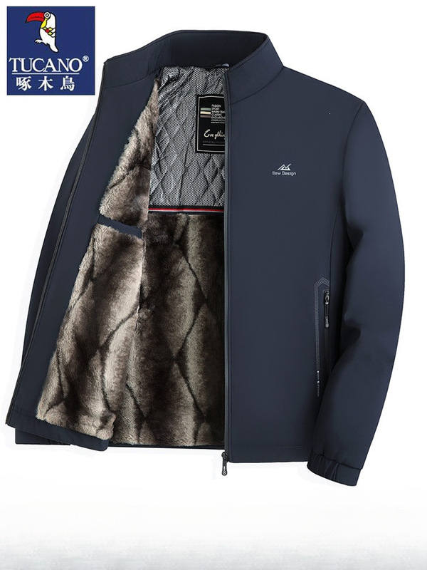 Woodpecker autumn and winter new men's fleece-lined thickened warm jacket for middle-aged and elderly fathers Woodpecker autumn and winter new men's fleece-lined thickened warm jacket for middle-aged and elderly fathers