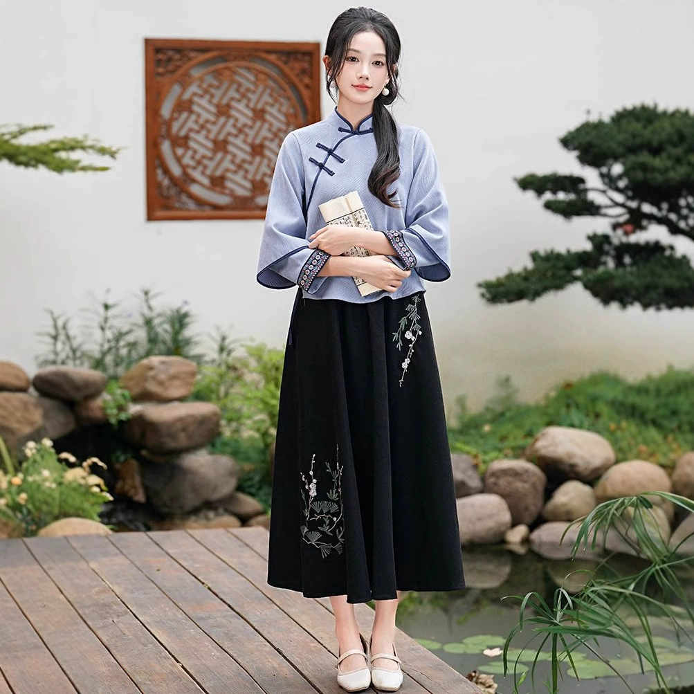Ретро чонсам для учащихся начальной школы, Hanfu, комплект