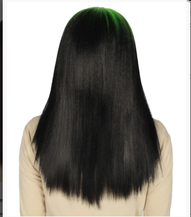 NEWLOOK Popper Fish Neon Green Root   19 pulgadas negras onduladas Halloween peluca fiesta