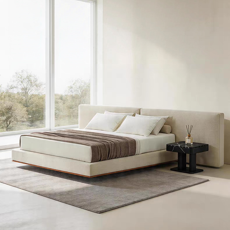 Brera Italian-Style Minimalist Designer Bed for Home Use in Large Flatbed Master Bedroom 1.8m Double Wide-Screen Fabric Bed