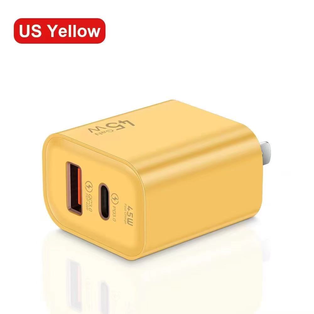 氮化镓usb+pd全兼容超级快充双引擎闪充A+C充电头45w极速显蓝标