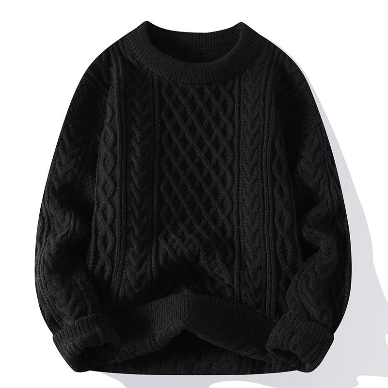 2024 autumn and winter fashion trend solid color pullover sweater men's fashion handsome loose casual sweater coat