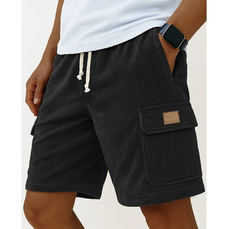 Amazon Cross-Border Summer American Retro Corduroy Sports Shorts for Men, Simple Casual Men's Beach Shorts
