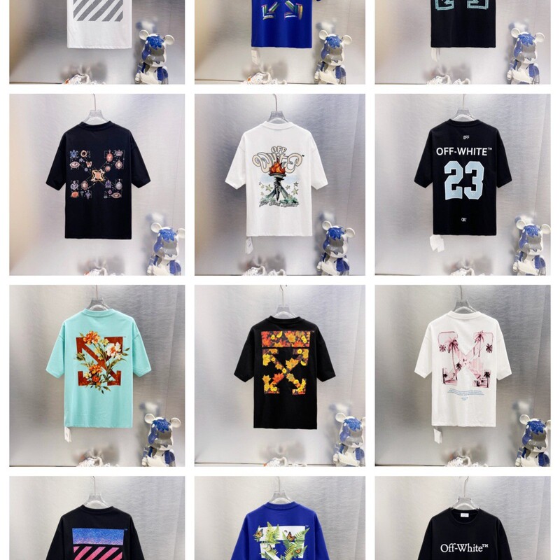 Cross-border high-quality trendy brand Off-White new personalized design fashion loose round-neck short-sleeve T-shirt Cross-border high-quality trendy brand Off-White new personalized design fashion loose round-neck short-sleeve T-shirt