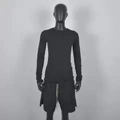New RO Dark Style Ultra-thin Long-sleeved Wool Base Shirt for Teenagers Casual European and American Trendy Translucent Men's and Women's Same Style