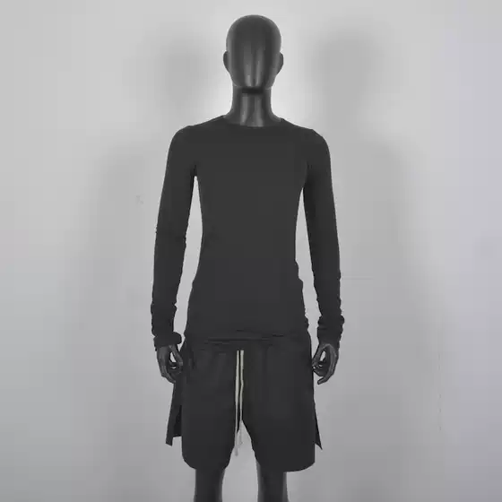 New RO Dark Style Ultra-thin Long-sleeved Wool Base Shirt for Teenagers Casual European and American Trendy Translucent Men's and Women's Same Style