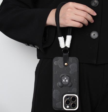 Marca de moda dibujos animados oso IPhone14ProMax cuero en relieve Apple 15PRO caja del teléfono para IP13/12