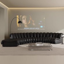 蛇形沙发头层牛皮客厅大户型别墅型模块真皮沙发