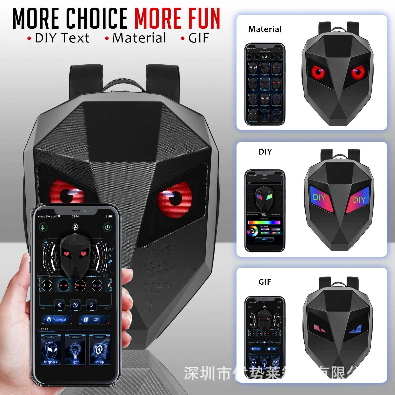 LOY Cavaliers Backpack Lighting Patterns HD high -definition screen DIY cool outdoor mobile LED backpack