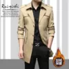 Khaki fleece suit, trench coat