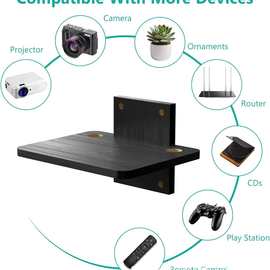 木质置物架浮动路由器放置架壁挂式墙上机顶盒放置架投影仪支架