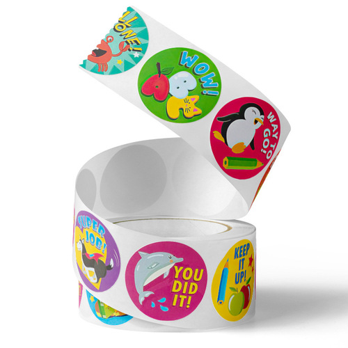 500 sheets/roll reward stickers, encouragement stickers, 8 designs, children’s inspirational stickers, cute animal tags