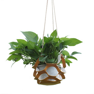 Cross-Border Succulent Green Plant Hanging Basket Flower Pot Indoor Wall-Mounted Plant Rack Mesh Bag-Shaped Hanging Pot Gardening Decoration Supplies