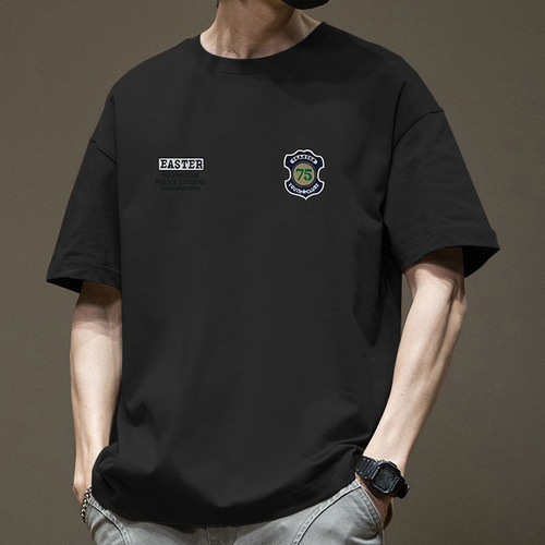 Heavyweight men's t-shirt summer thin version versatile American trend short-sleeve t-shirt casual round neck breathable overhead top