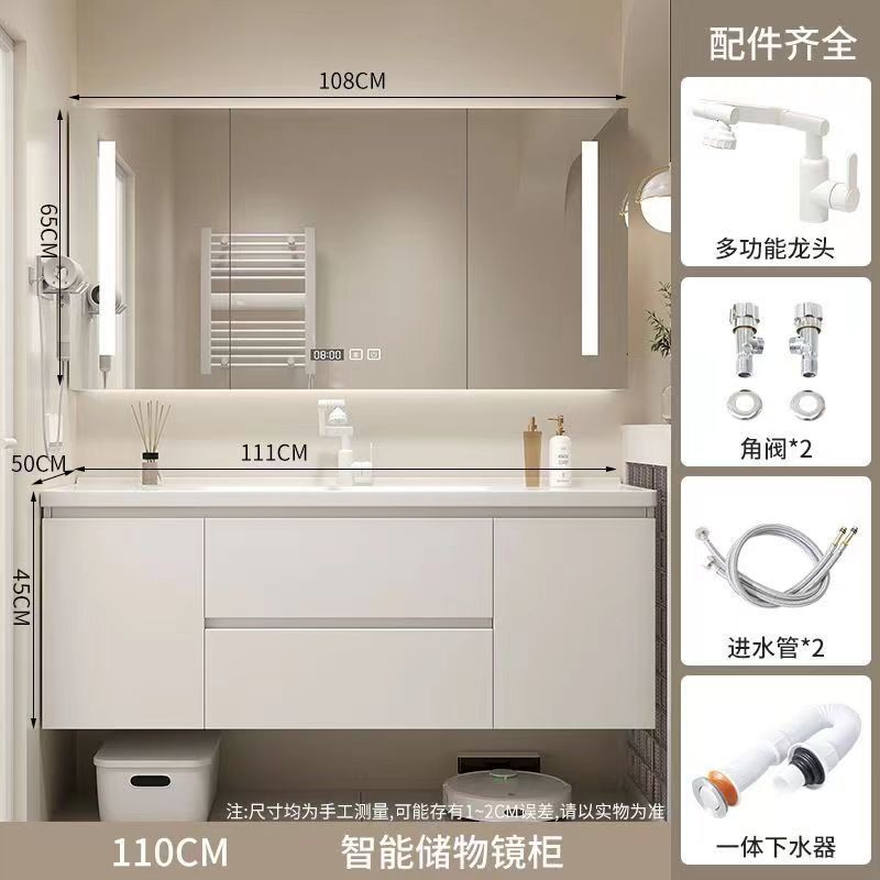 浴室キャビネット セラミック一体型洗面器 浴室洗面台 カウンタートップ一体型洗面台 キャビネット組み合わせ洗面台 浴室|undefined
