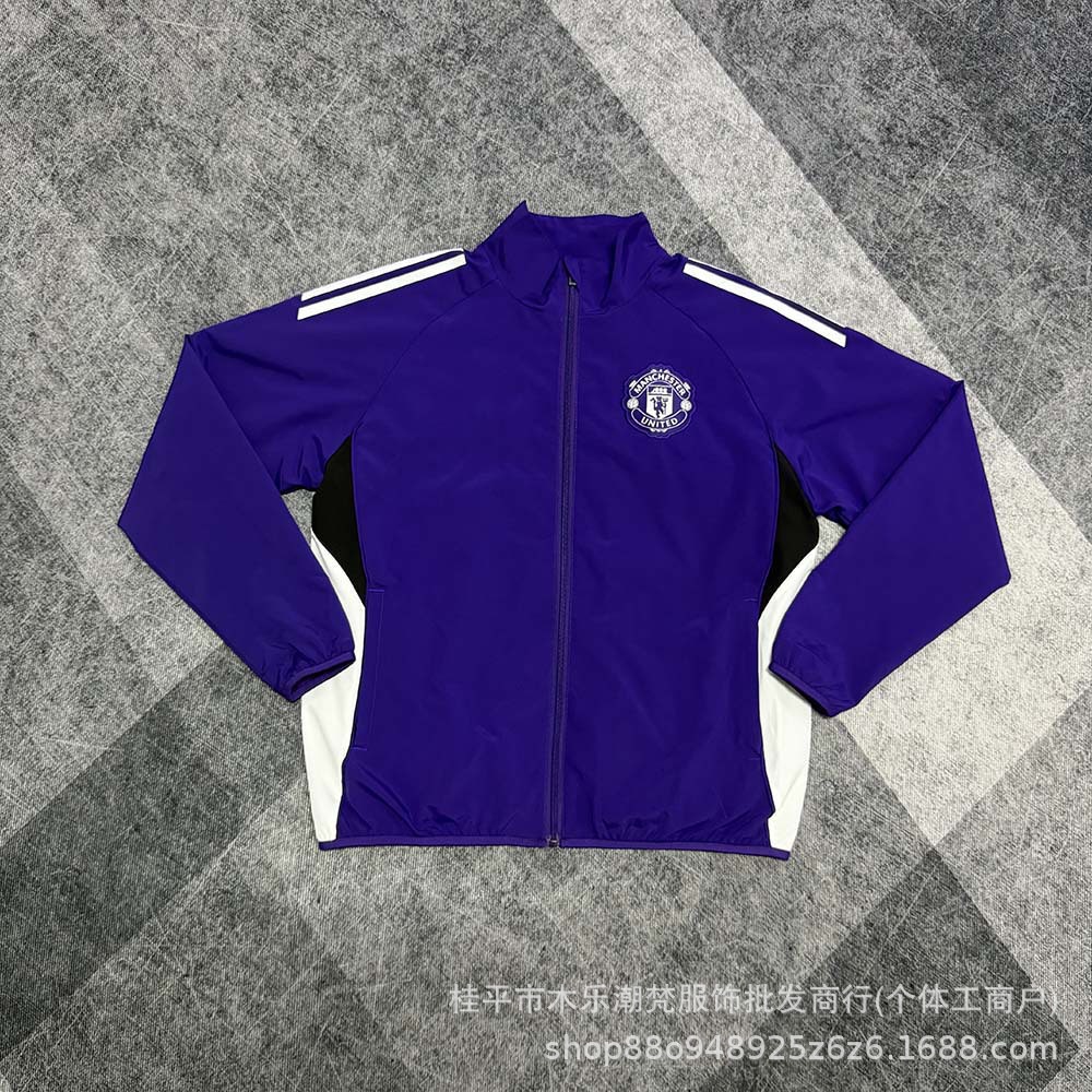 2026 New Manchester United Windbreaker Purple Casual Sports Training Jacket Men's Football Match Uniform Cross-Border Foreign Trade