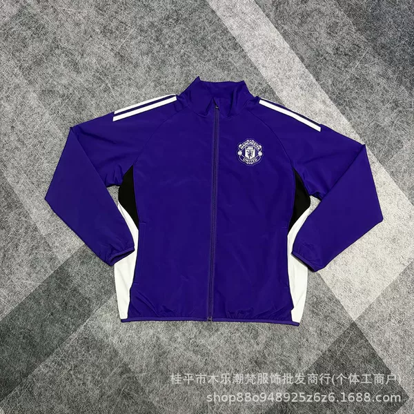 2026 New Manchester United Windbreaker Purple Casual Sports Training Jacket Men's Football Match Uniform Cross-Border Foreign Trade