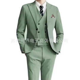 新款英伦男士西服婚礼西装套装跨境外贸男士休闲商务西装三件套