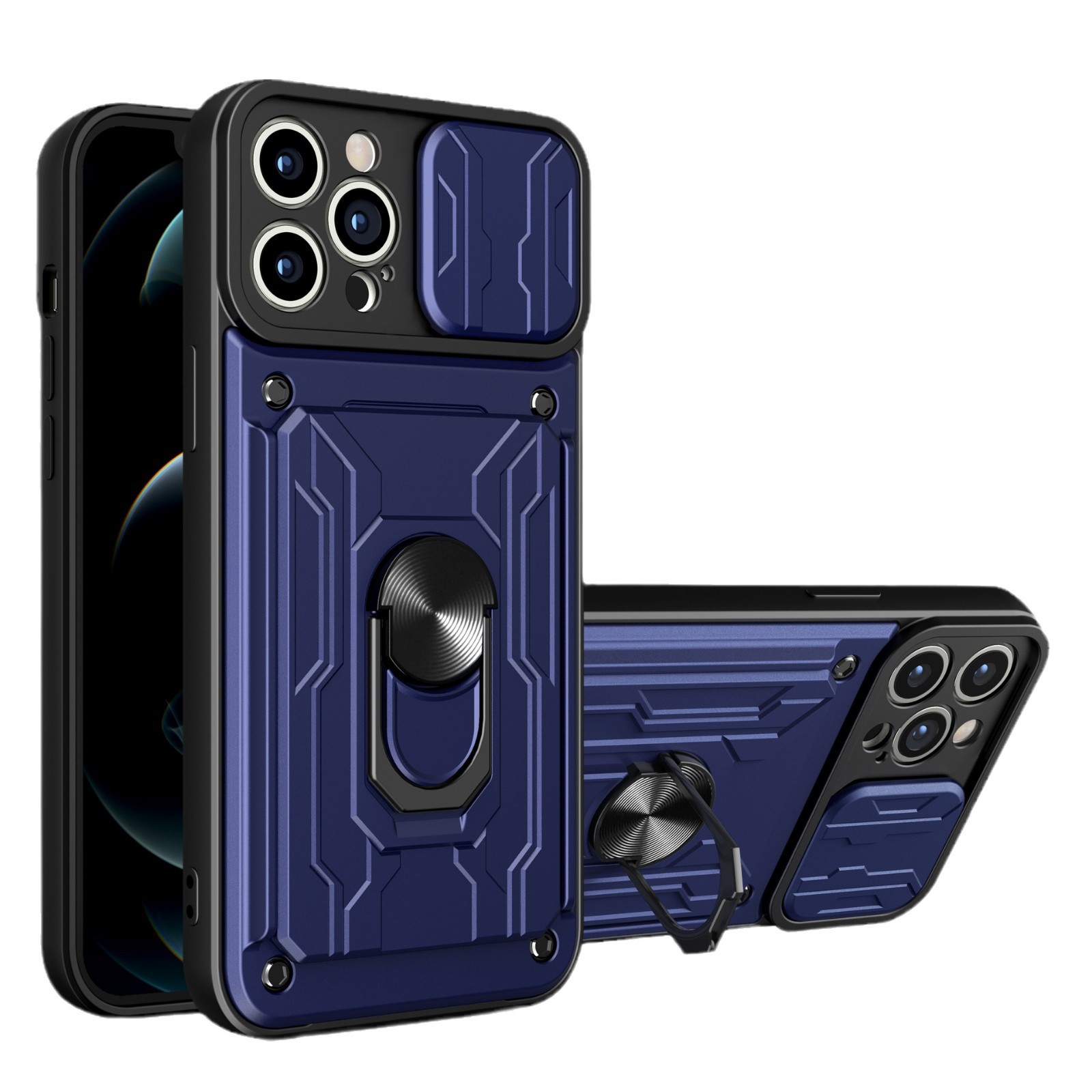 iP15 pro max bolsas de tarjetas para teléfonos móviles Apple TPU + PC armadura anti-caída ventana de empuje de lente