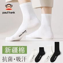 大嘴猴新疆棉袜子男士四季款中筒纯色运动袜子7A抗菌透气吸汗防臭