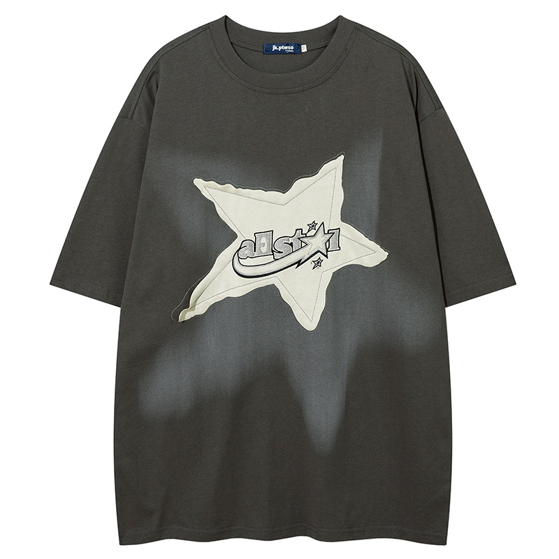 Yprメンズ潮牌デザイン感アメリカレトロ星布ゆるいbf風カップル潮牌ins半袖tシャツ