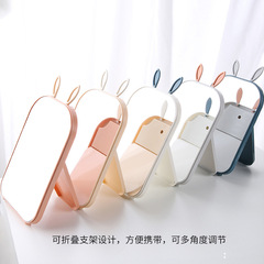 Large desktop makeup mirror, portable folding desktop princess mirror, cartoon bunny ear mirror, simple fashion mirror