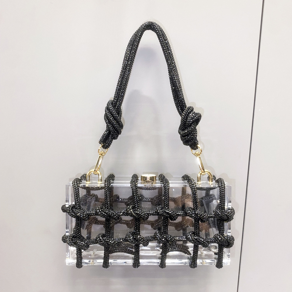 Bolso de mujer transfronterizo europeo y americano bolso de cena de diamantes de imitación brillante acrílico hecho a mano bolso de mujer Comercio exterior bolso de mujer