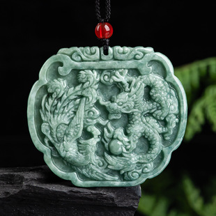 Natural a goods Jade Dragon and Phoenix pendant lovers pendant men's necklace women's four will jade wholesale