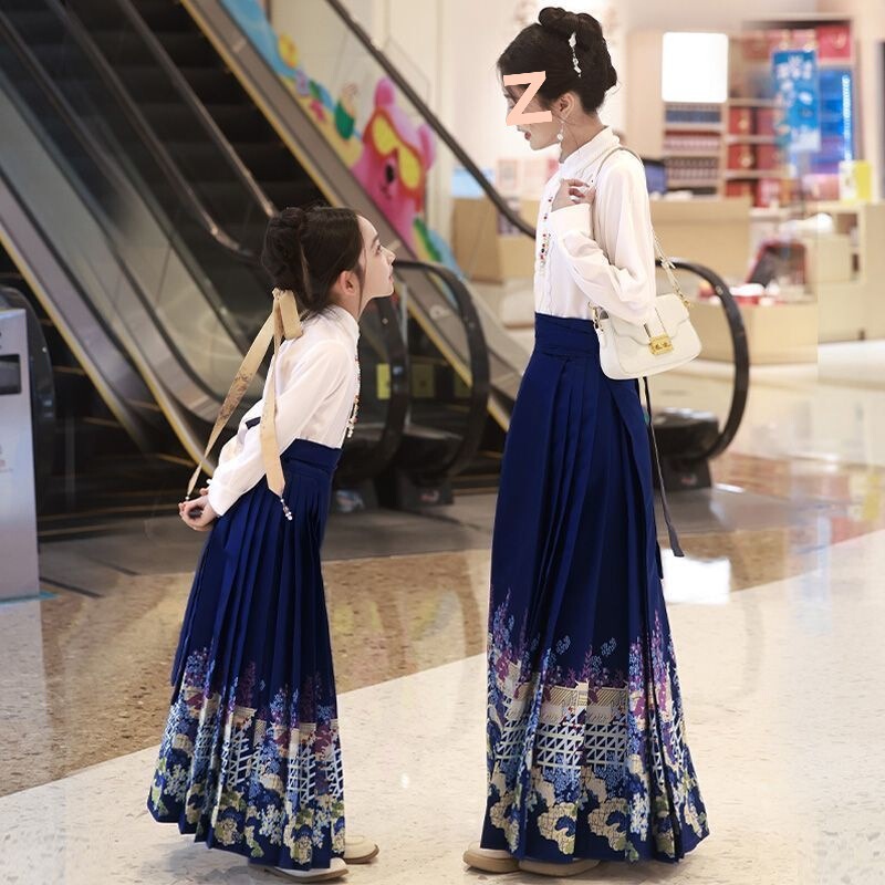 馬面スカート親子着用母娘スーツ 2025 新しいハイエンド漢服女の子国民風子供古代スタイル唐スーツ夏|undefined