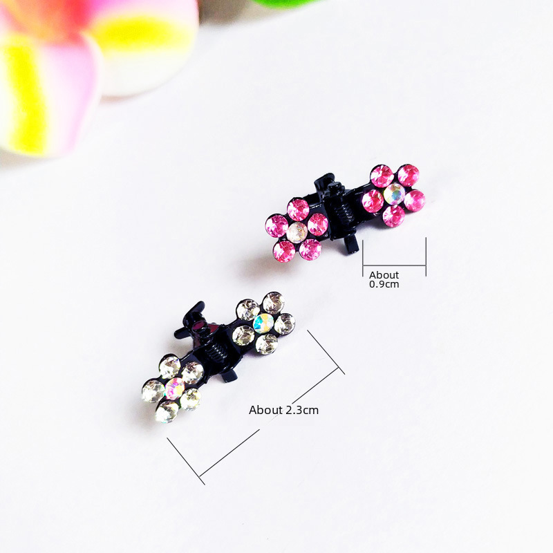 Vendita calda Mini strass Plum Blossom Grab Clip Copricapo Moda Bambini Forcina Frangia Clip Boutique Gioielli All'ingrosso_voghion.com