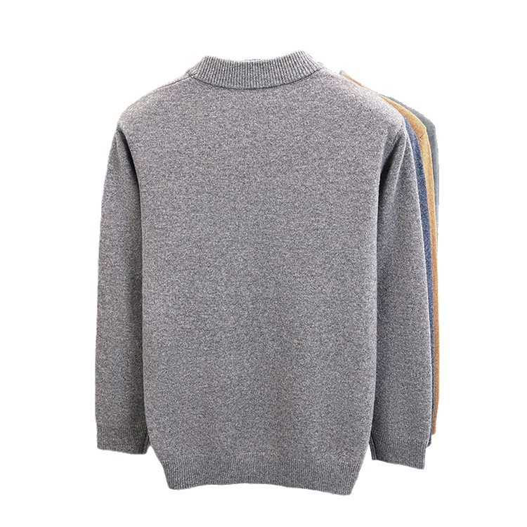 Suéter de lana de alta gama diamante marca de hombre invierno nuevo suéter de mediana edad de medio cuello alto suéter de punto casual de hombre