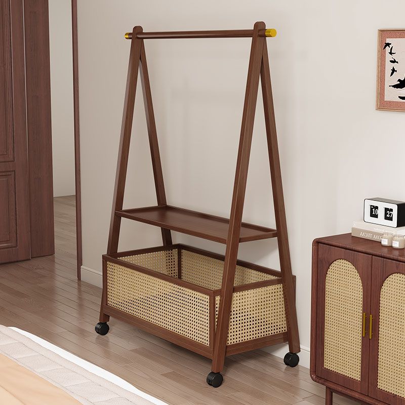 [Lowest Price on All Platforms] Rattan Dirty Laundry Basket Clothes Rack Floor-Standing Vertical Mobile Coat Rack Multifunctional Storage Shelf