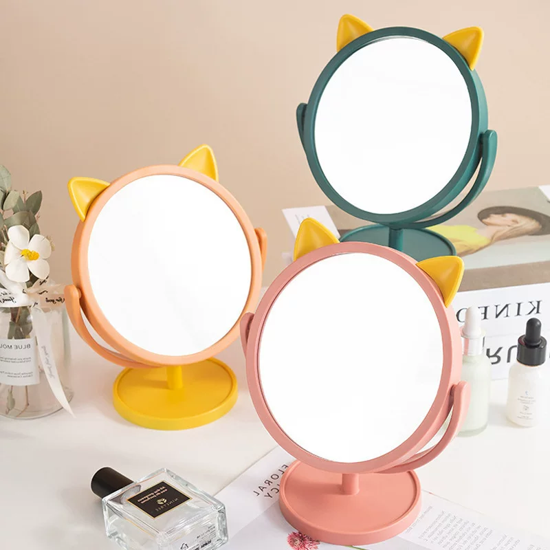 Table makeup mirror dormitory net red INS vertical small mirror wholesale home desktop round plastic dressing mirror