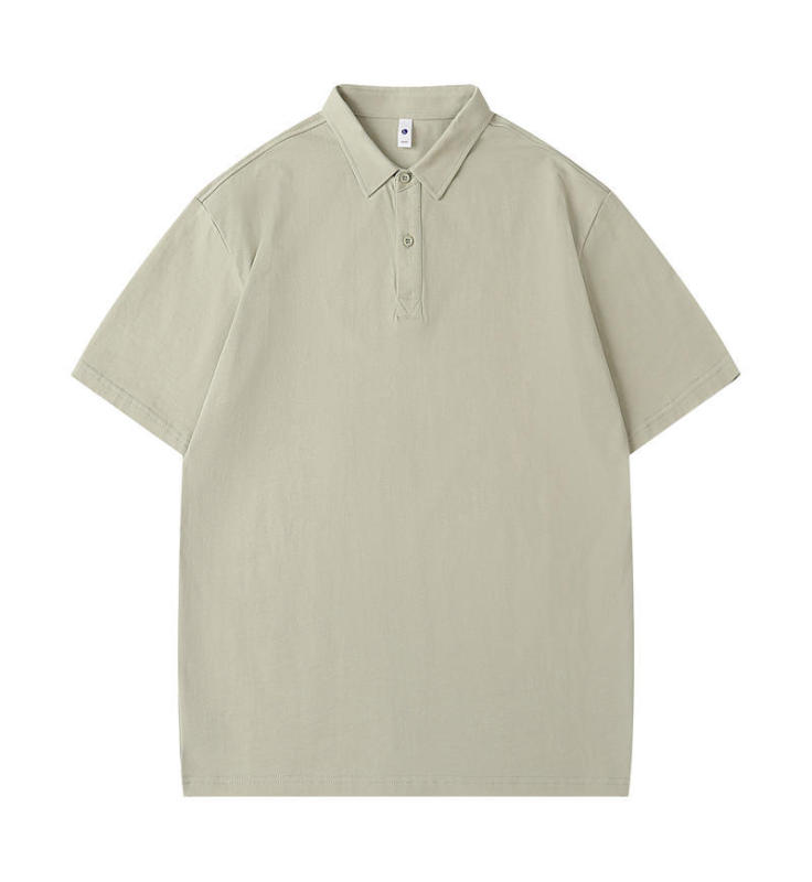 250G平織り双糸精梳純綿ドロップショルダーラペルポロシャツ半袖Tシャツメンズトレンドブランド無地Tシャツライトトレンド|undefined