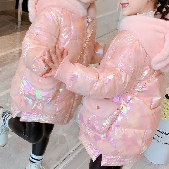 新款亮面加绒加厚棉袄洋气女童棉衣女孩冬装羽绒2025儿童棉服韩版