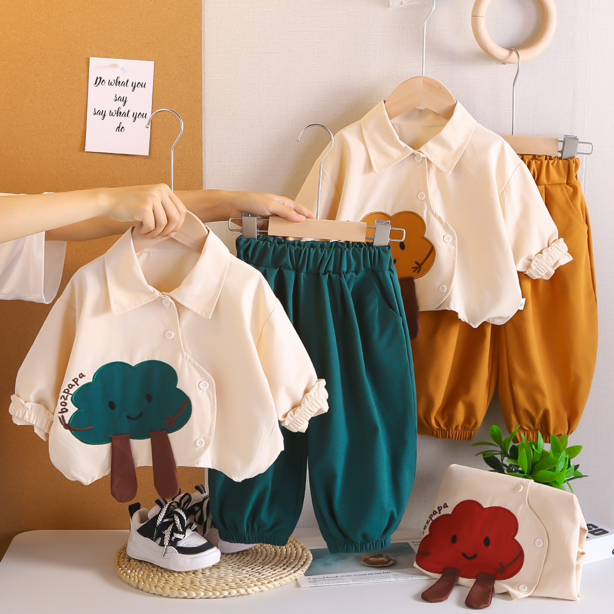 Handsome Little Boy Long-Sleeved Shirt 2025 Spring & Fall New Trendy Boy Clothes One-Year-Old Baby Two-Piece Set