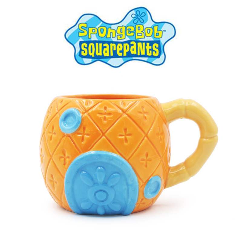 Cerámica SpongeBob piña taza de dibujos animados casa taza de agua 3D encantadora taza de marca de casa taza de agua de oficina