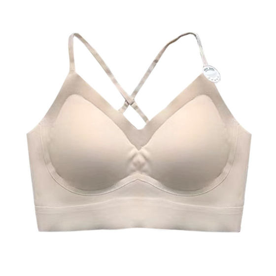 Clothes Hanger Ice Silk Seamless Back Cross Beauty Back Sling Women's Gather-up Ailex Gel Cup Strapless U-back Underwear