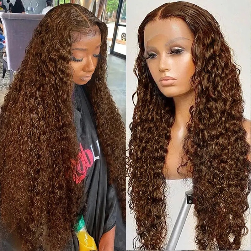 Front Lace Headgear Wig Women's European and American New African Women's Wig Front Lace Small Roll Brown Long Curly Hair Set