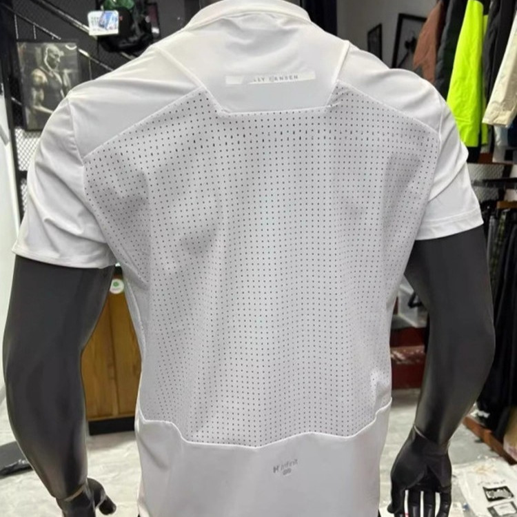 White Mesh Stitching Cool Quick-Drying T-Shirt Men's Mountain Outdoor Hiking and Mountaineering Short-Sleeved Sports Fitness Cycling Clothing