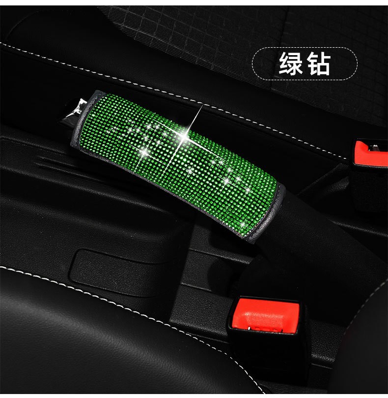 Car Diamond-Encrusted Handbrake Cover, Seatbelt Shoulder Pad, Hot-Drilled Gear Shift Head Protective Cover, Decorative Interior Accessories