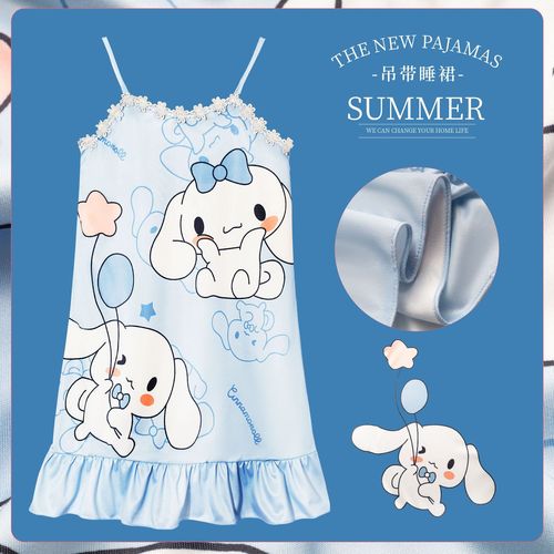 Children's Pajamas Summer Girls' Camisole Dress Nightgown Cartoon Princess Style Kids' Mid-to-Large Size Home Wear Dress