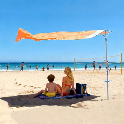 Cross-border wind-powered canopy Avtomobil yan çətirləri - orange-red-240240cm