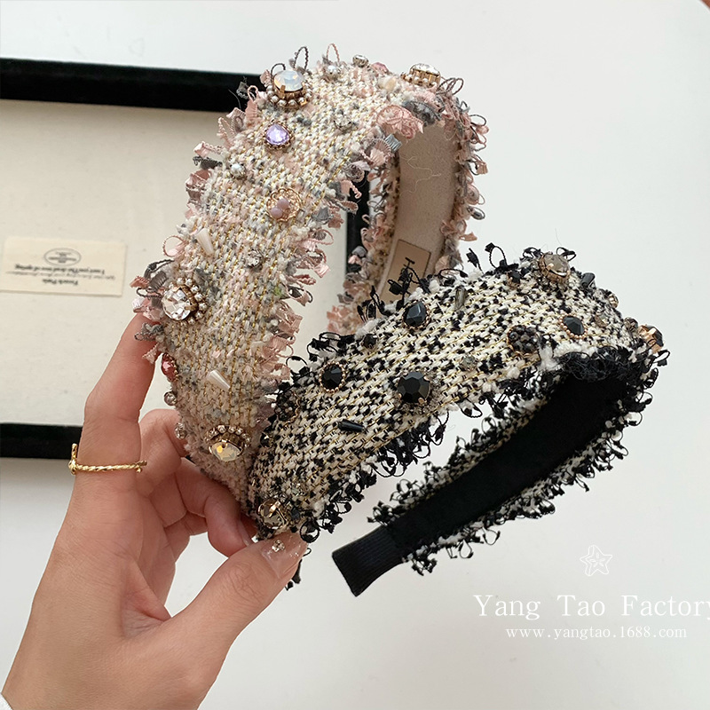 Fragrante señorita gran ventana francesa de diamante de borde ancho alto cráneo de alto nivel de cabello abrazadera de cabello de cabello de cabello de cabello de lujo delicado y ligero