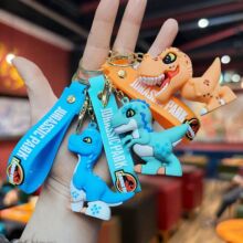 跨境新款侏罗纪霸王龙三角龙钥匙扣挂件卡通恐龙汽车钥匙链小礼品