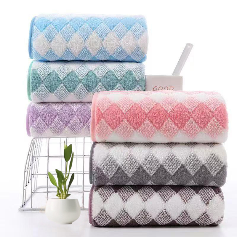 High density coral fleece tricolor towel wholesale household daily necessities gift solid color towel thickened absorbent bath towel