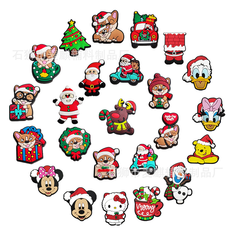 Christmas Carnival Shoe Flower Santa Gift Elk Shoe Buckle Hole Shoe Accessories PVC Soft Glue DIY Cross Border